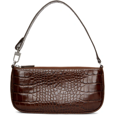 Shop By Far Brown Croc Rachel Shoulder Bag In Ne Nutella