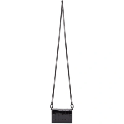 Shop Balenciaga Black Croc Mini Hourglass Wallet Bag In 1000 Black