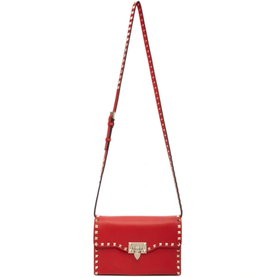 Shop Valentino Red  Garavani Small Rockstud Shoulder Bag In Ju5 Redpur