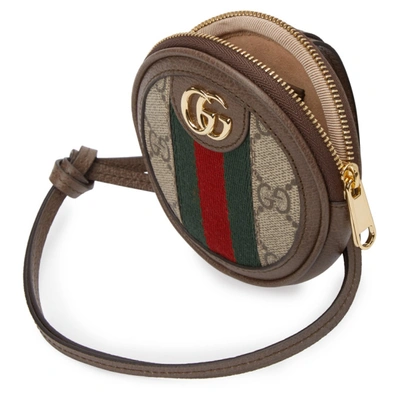 Shop Gucci Beige & Brown Mini Gg Ophidia Coin Pouch In 8745 Brown