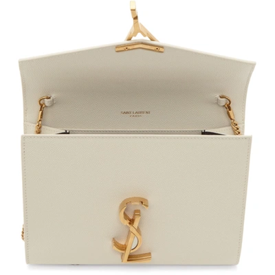 Shop Saint Laurent Off-white Cassandra Chain Wallet Bag In 9207 Vintwh