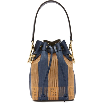 Shop Fendi Blue & Orange Raffia Mini Mon Trésor Bag In F1baa Blue