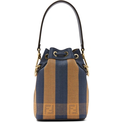 Shop Fendi Blue & Orange Raffia Mini Mon Trésor Bag In F1baa Blue