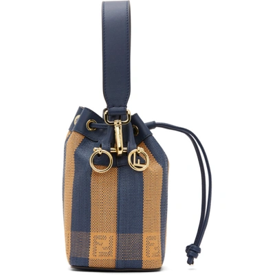 Shop Fendi Blue & Orange Raffia Mini Mon Trésor Bag In F1baa Blue