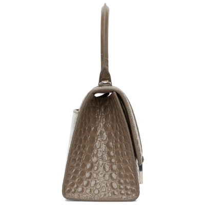 Shop Balenciaga Grey Croc Small Hourglass Bag In 1212 Mnkgry