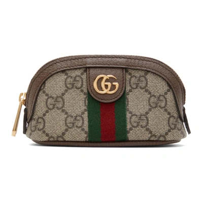 Gucci GG Supreme Ophidia Key Pouch Leather Pouch - Neutrals