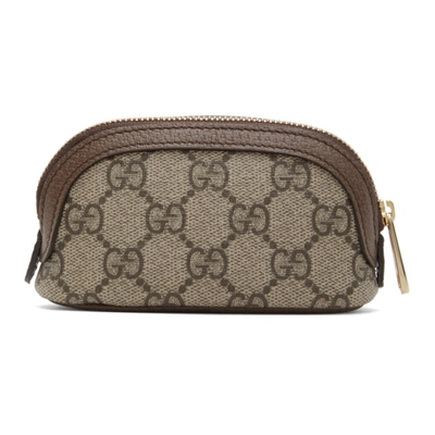Shop Gucci Beige Gg Ophidia Coin Pouch In 8745 Brown