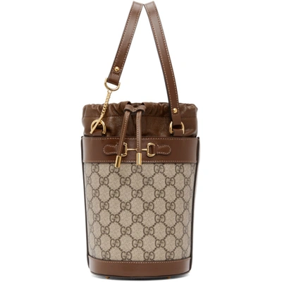 Shop Gucci Beige Small Gg ' 1955' Horsebit Bucket Bag In 8563 Beige