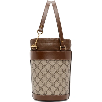 Shop Gucci Beige Small Gg ' 1955' Horsebit Bucket Bag In 8563 Beige