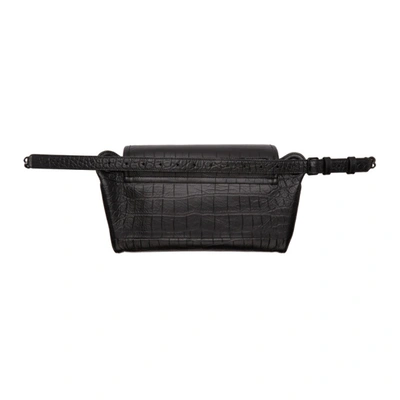 Shop Saint Laurent Black Croc Niki Belt Bag In 1000 Black