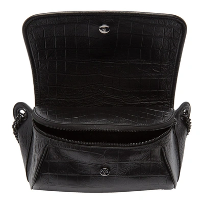 Shop Saint Laurent Black Croc Niki Belt Bag In 1000 Black