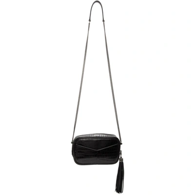 Shop Saint Laurent Black Croc Mini Lou Camera Bag In 1000 Black