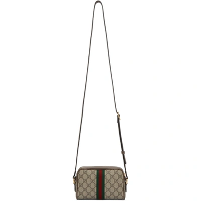 Shop Gucci Brown And Beige Gg Supreme Small Ophidia Bag In 8745 Beige