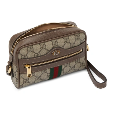 Shop Gucci Brown And Beige Gg Supreme Small Ophidia Bag In 8745 Beige