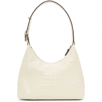 Shop Staud Off-white Croc Scotty Bag In Cream