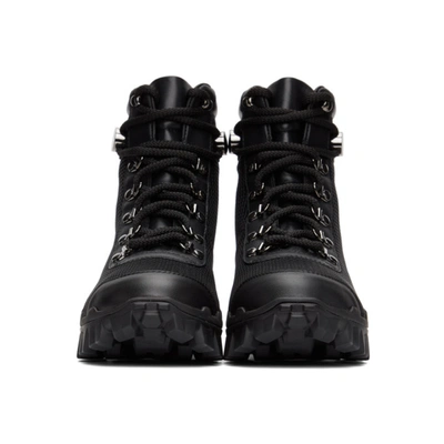 Shop Moncler Black Mesh & Leather Helis Boots In 999 Black