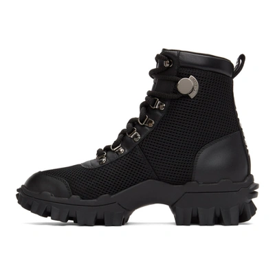 Shop Moncler Black Mesh & Leather Helis Boots In 999 Black