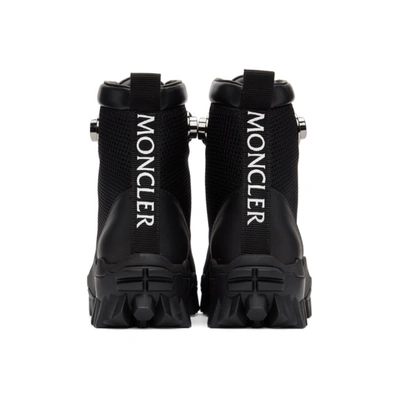 Shop Moncler Black Mesh & Leather Helis Boots In 999 Black