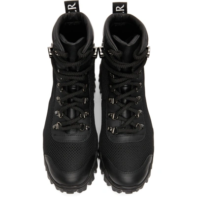 Shop Moncler Black Mesh & Leather Helis Boots In 999 Black