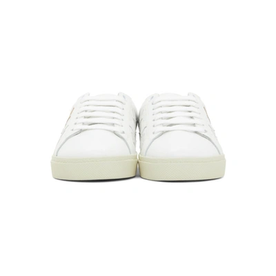 Shop Saint Laurent White & Gold Star Court Classic Sneakers In 9088 Wt/gol