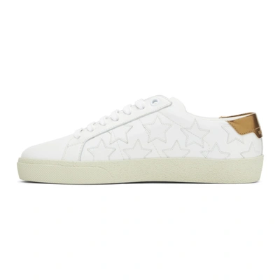 Shop Saint Laurent White & Gold Star Court Classic Sneakers In 9088 Wt/gol