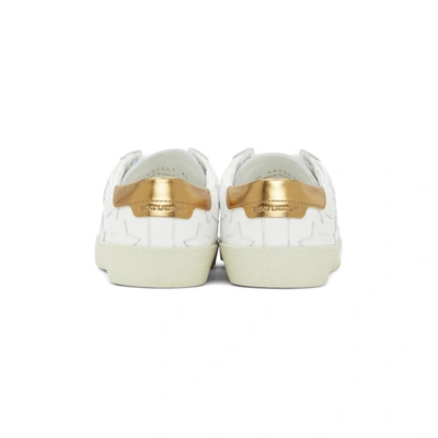 Shop Saint Laurent White & Gold Star Court Classic Sneakers In 9088 Wt/gol