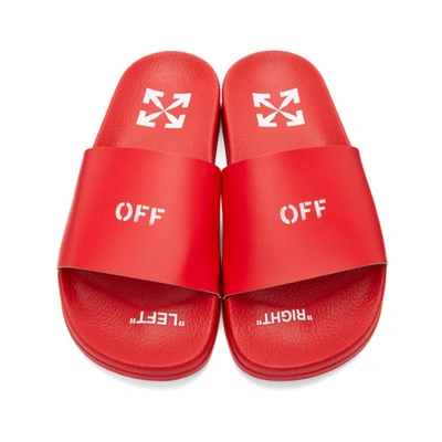 Shop Off-white Red Logo Pool Slides