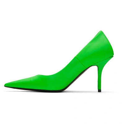 Shop Balenciaga Green Square Knife Heels In 3801 Green