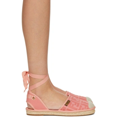 Shop Fendi Pink 'forever ' Ankle Strap Espadrilles In F0uh3 Pink