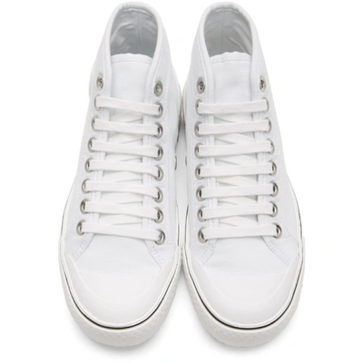 Shop Stella Mccartney White Canvas Logo Sneakers In 9001 White