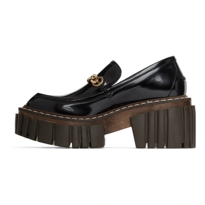 Shop Stella Mccartney Black Shiny Platform Loafers In 1000 Black