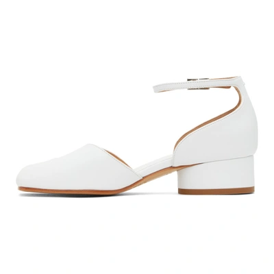 Shop Maison Margiela White Tabi Ankle Strap Heels In T1003 White