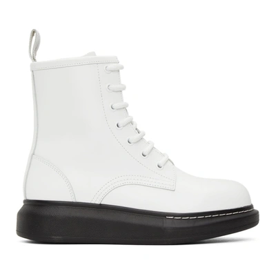 Shop Alexander Mcqueen White Hybrid Lace-up Boots In 9000 White