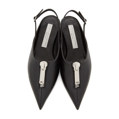 Shop Stella Mccartney Black Zipit Slingback Flats In 1000 Black