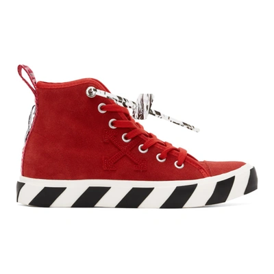 Shop Off-white Red Suede Vulcanized Mid Top Sneakers
