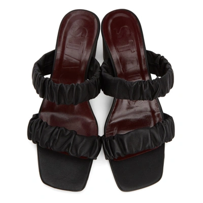 Shop Staud Black Nappa Frankie Ruched Heeled Sandals