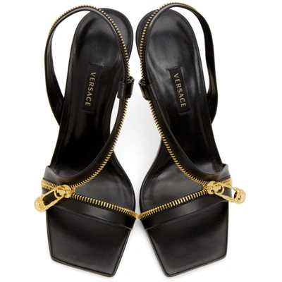 Shop Versace Black Medusa Zipper Sandals In D41oh Black