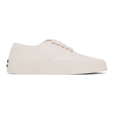 Shop Maison Kitsuné White Canvas Laced Sneakers In Wh White