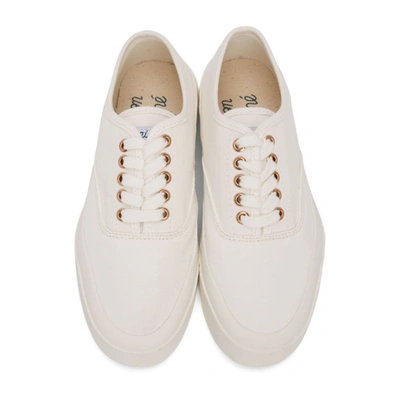 Shop Maison Kitsuné White Canvas Laced Sneakers In Wh White