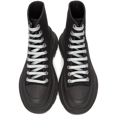 Shop Alexander Mcqueen Ssense Exclusive Black Tread Slick Sneakers In 1081 Silver