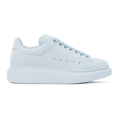 Shop Alexander Mcqueen Blue Suede Oversized Sneakers In 4640 Blue