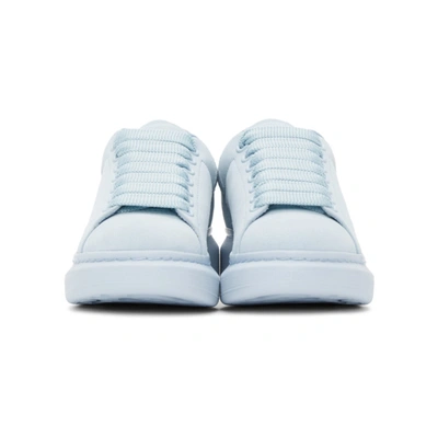 Shop Alexander Mcqueen Blue Suede Oversized Sneakers In 4640 Blue
