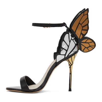 Shop Sophia Webster Black And Gold Chiara Heeled Sandals In Black/gold