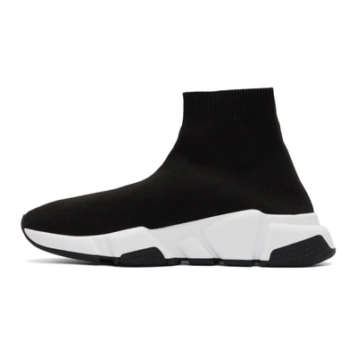 Shop Balenciaga Black & White Speed Sneakers