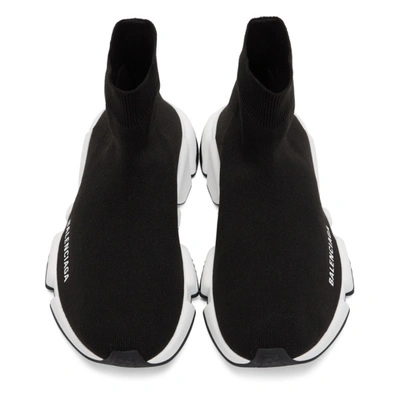 Shop Balenciaga Black & White Speed Sneakers