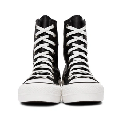 Shop Converse Black Leather Chuck Lift High Sneakers In Black/white