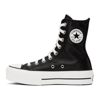 Shop Converse Black Leather Chuck Lift High Sneakers In Black/white