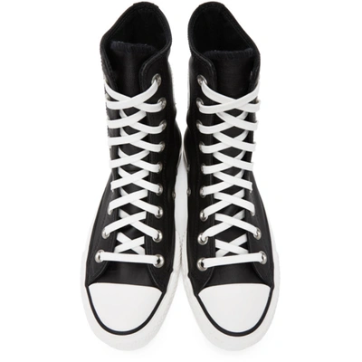 Shop Converse Black Leather Chuck Lift High Sneakers In Black/white