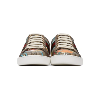 Shop Gucci Beige Disney Edition Gg Supreme Ace Sneakers In 8960 Beige