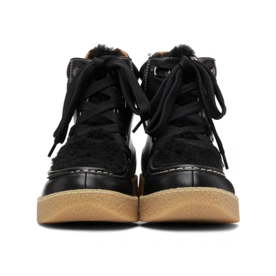 Shop Isabel Marant Black Shearling Alpica Ankle Boots In 01bk Black